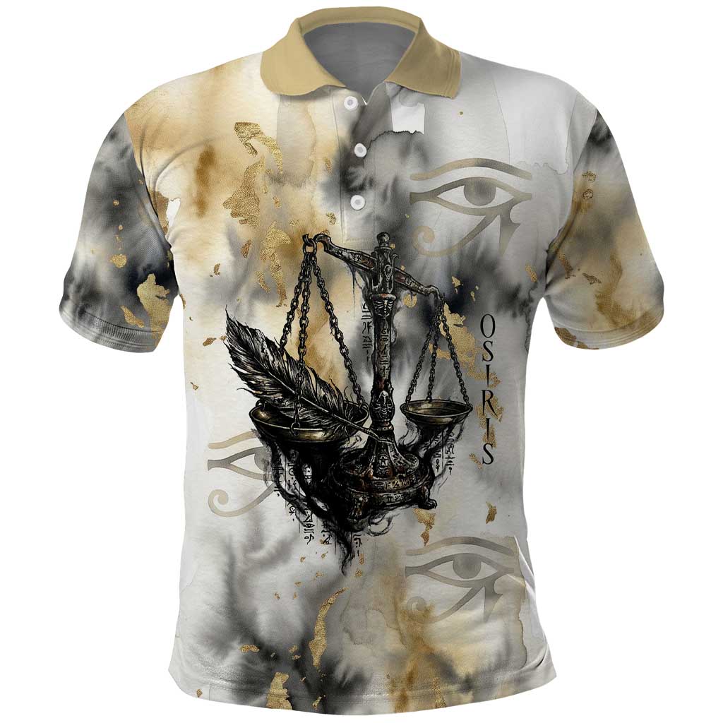 Osiris Egyptian Polo Shirt God of Afterlife Feather Scale Judgment Eye of Horus