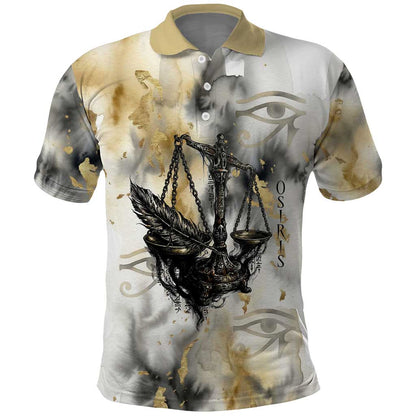 Osiris Egyptian Polo Shirt God of Afterlife Feather Scale Judgment Eye of Horus