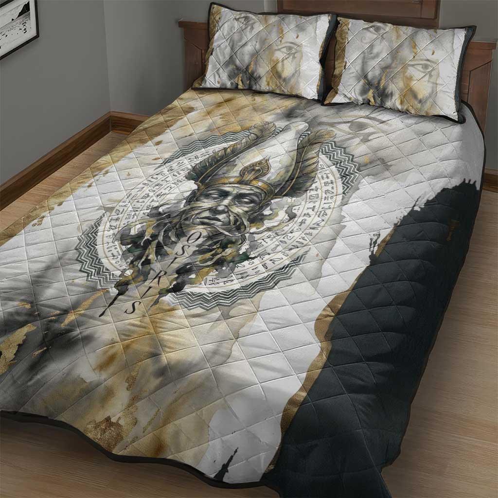 Osiris Egyptian Quilt Bed Set God of Afterlife Feather Scale Judgment Eye of Horus