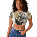 Osiris Egyptian Raglan Cropped T shirt God of Afterlife Feather Scale Judgment Eye of Horus