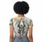 Osiris Egyptian Raglan Cropped T shirt God of Afterlife Feather Scale Judgment Eye of Horus