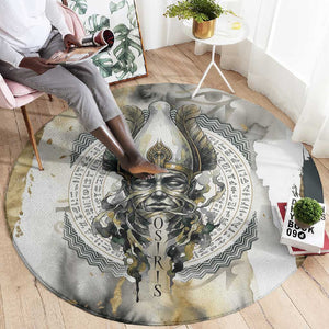 Osiris Egyptian Round Carpet God of Afterlife Feather Scale Judgment Eye of Horus