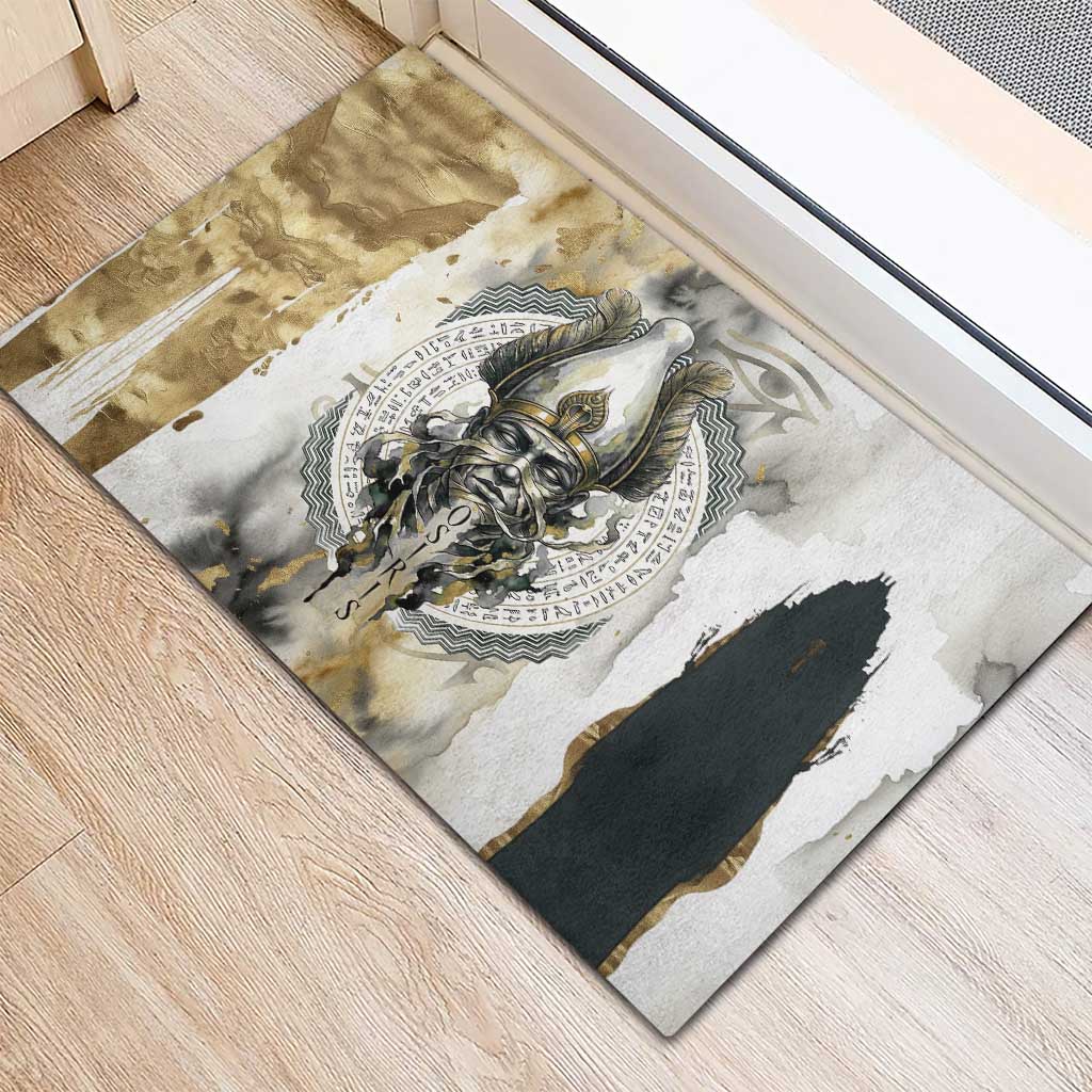 Osiris Egyptian Rubber Doormat God of Afterlife Feather Scale Judgment Eye of Horus