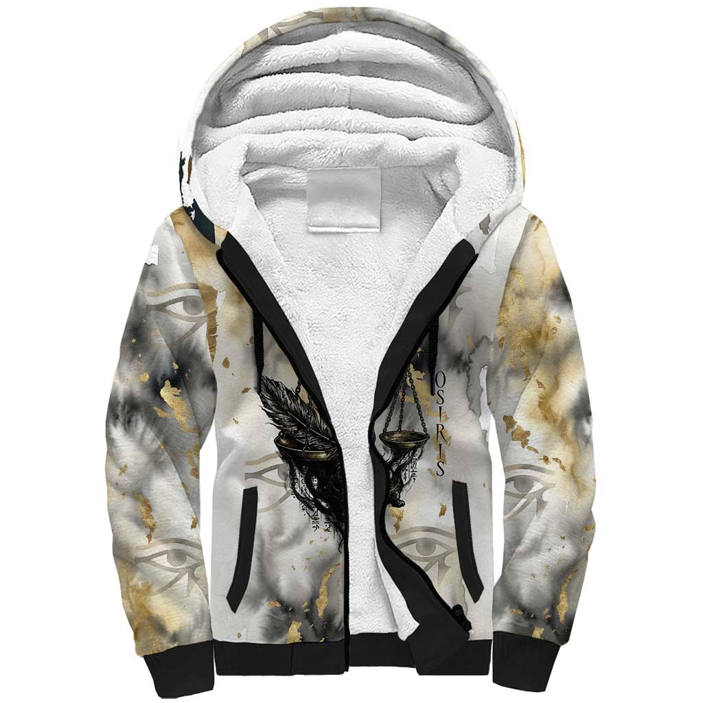 Osiris Egyptian Sherpa Hoodie God of Afterlife Feather Scale Judgment Eye of Horus