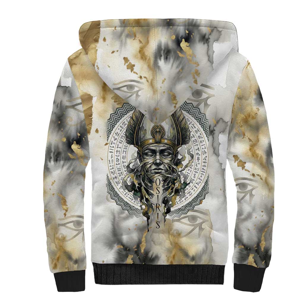 Osiris Egyptian Sherpa Hoodie God of Afterlife Feather Scale Judgment Eye of Horus