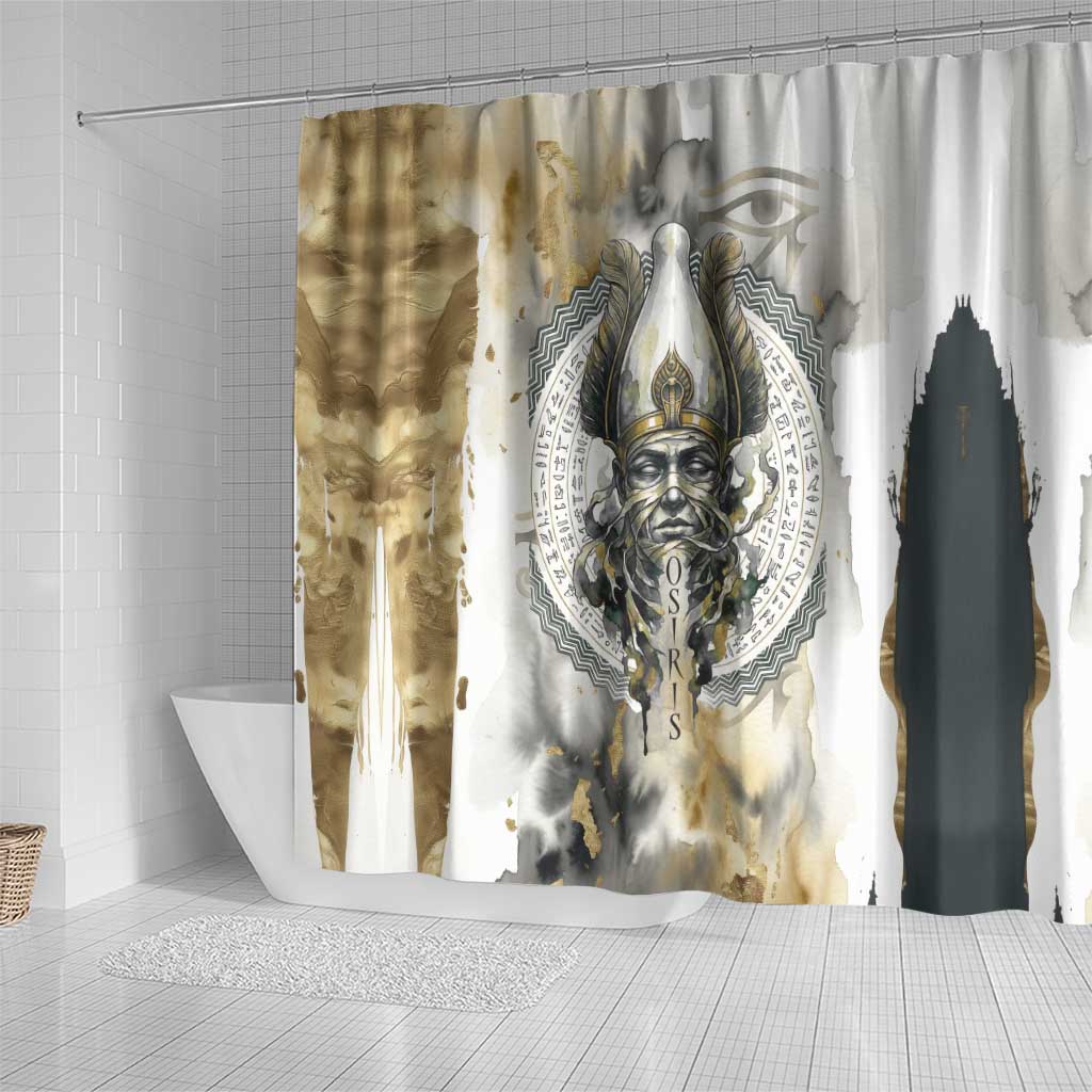 Osiris Egyptian Shower Curtain God of Afterlife Feather Scale Judgment Eye of Horus
