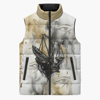 Osiris Egyptian Sleeveless Puffer Jacket God of Afterlife Feather Scale Judgment Eye of Horus