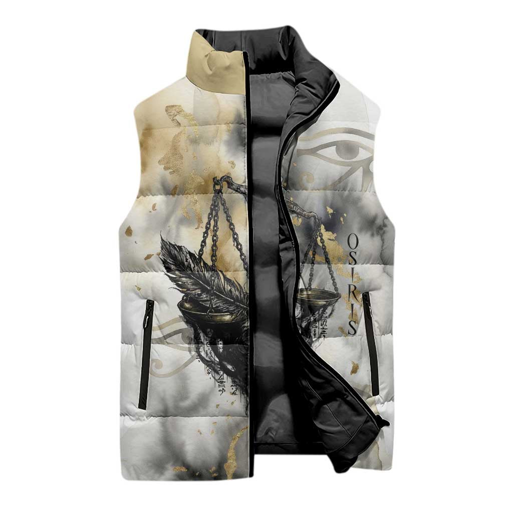 Osiris Egyptian Sleeveless Puffer Jacket God of Afterlife Feather Scale Judgment Eye of Horus