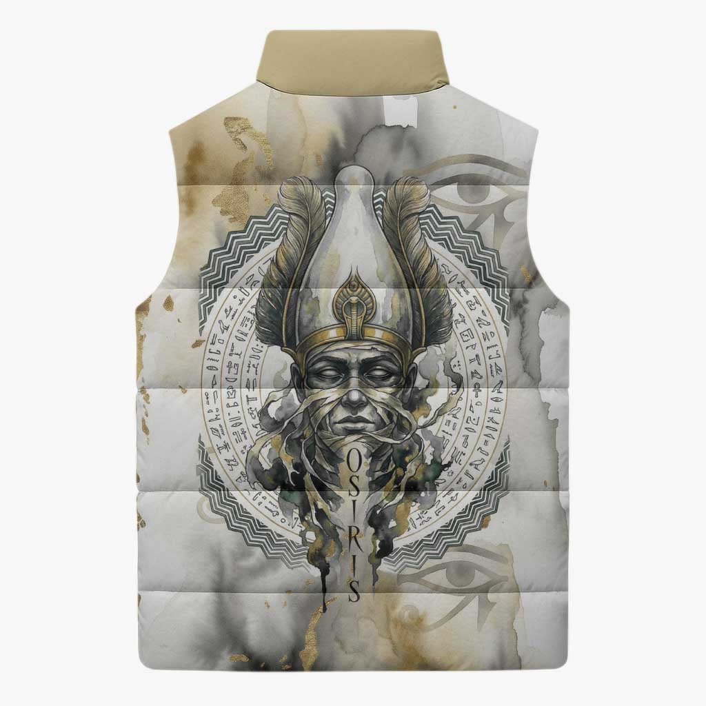 Osiris Egyptian Sleeveless Puffer Jacket God of Afterlife Feather Scale Judgment Eye of Horus