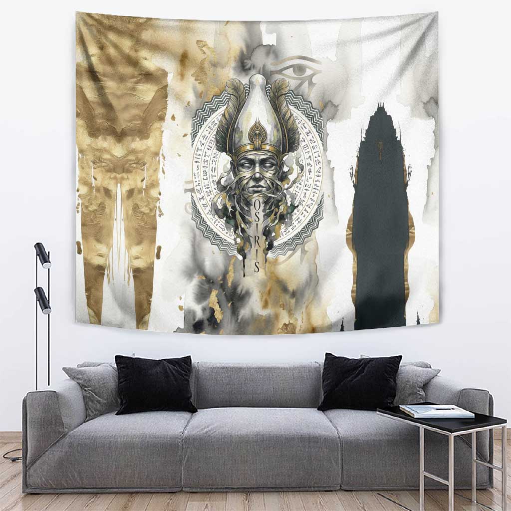 Osiris Egyptian Tapestry God of Afterlife Feather Scale Judgment Eye of Horus