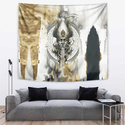 Osiris Egyptian Tapestry God of Afterlife Feather Scale Judgment Eye of Horus