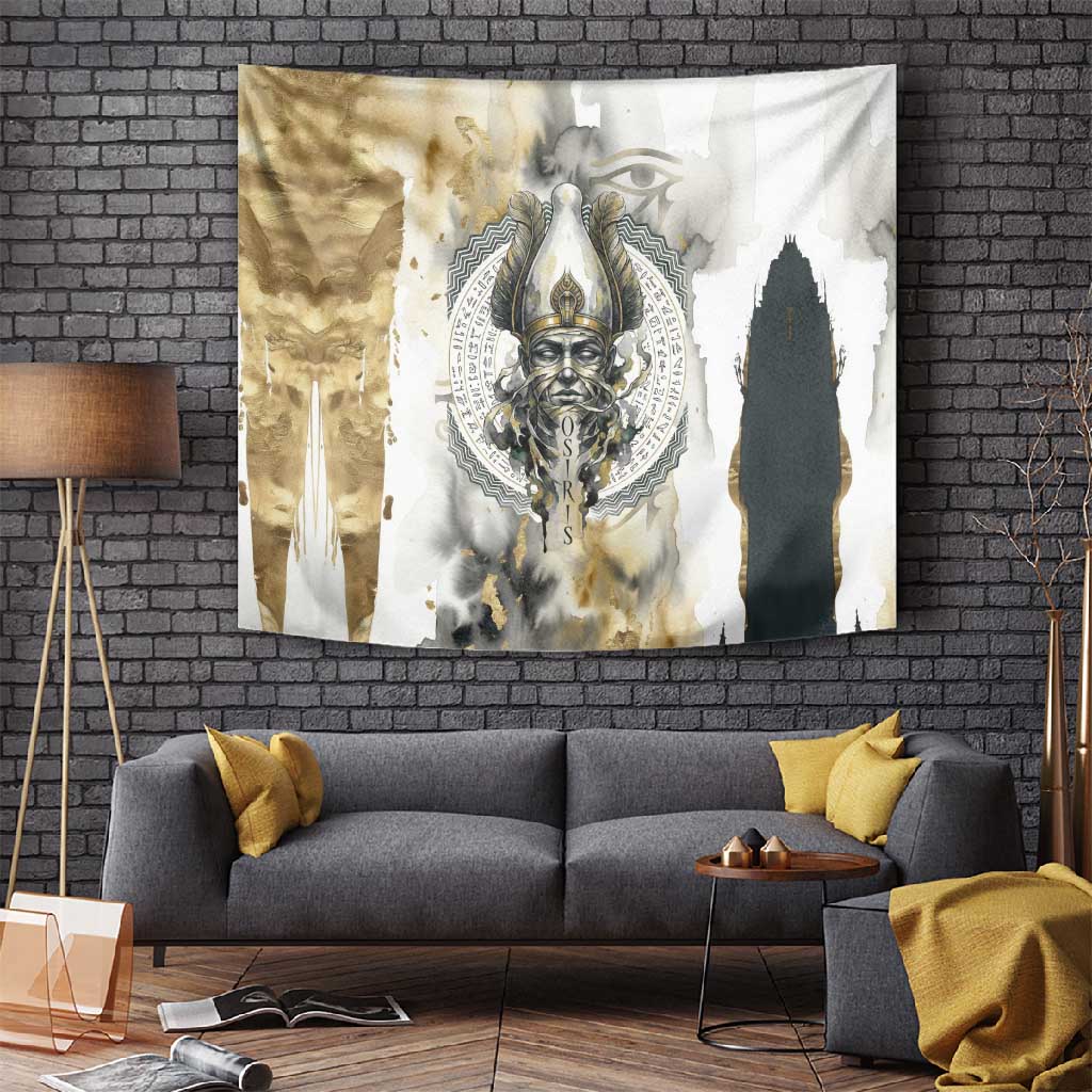 Osiris Egyptian Tapestry God of Afterlife Feather Scale Judgment Eye of Horus
