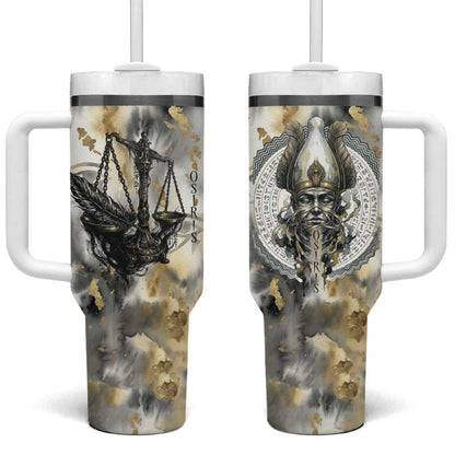 Osiris Egyptian Tumbler With Handle God of Afterlife Feather Scale Judgment Eye of Horus