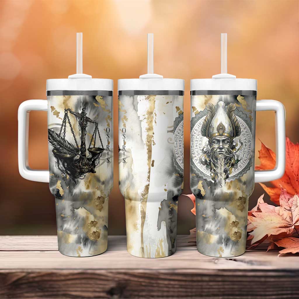 Osiris Egyptian Tumbler With Handle God of Afterlife Feather Scale Judgment Eye of Horus
