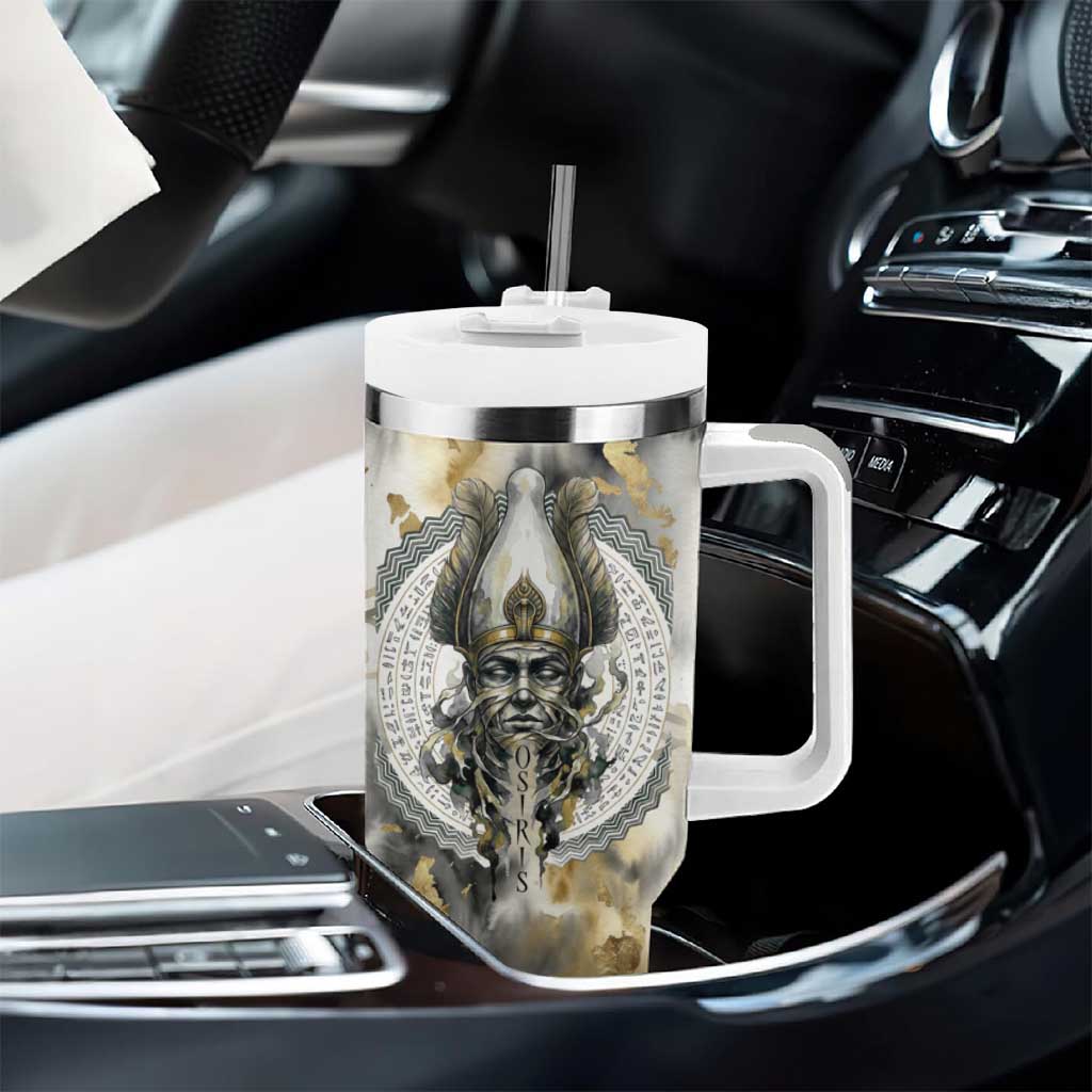 Osiris Egyptian Tumbler With Handle God of Afterlife Feather Scale Judgment Eye of Horus