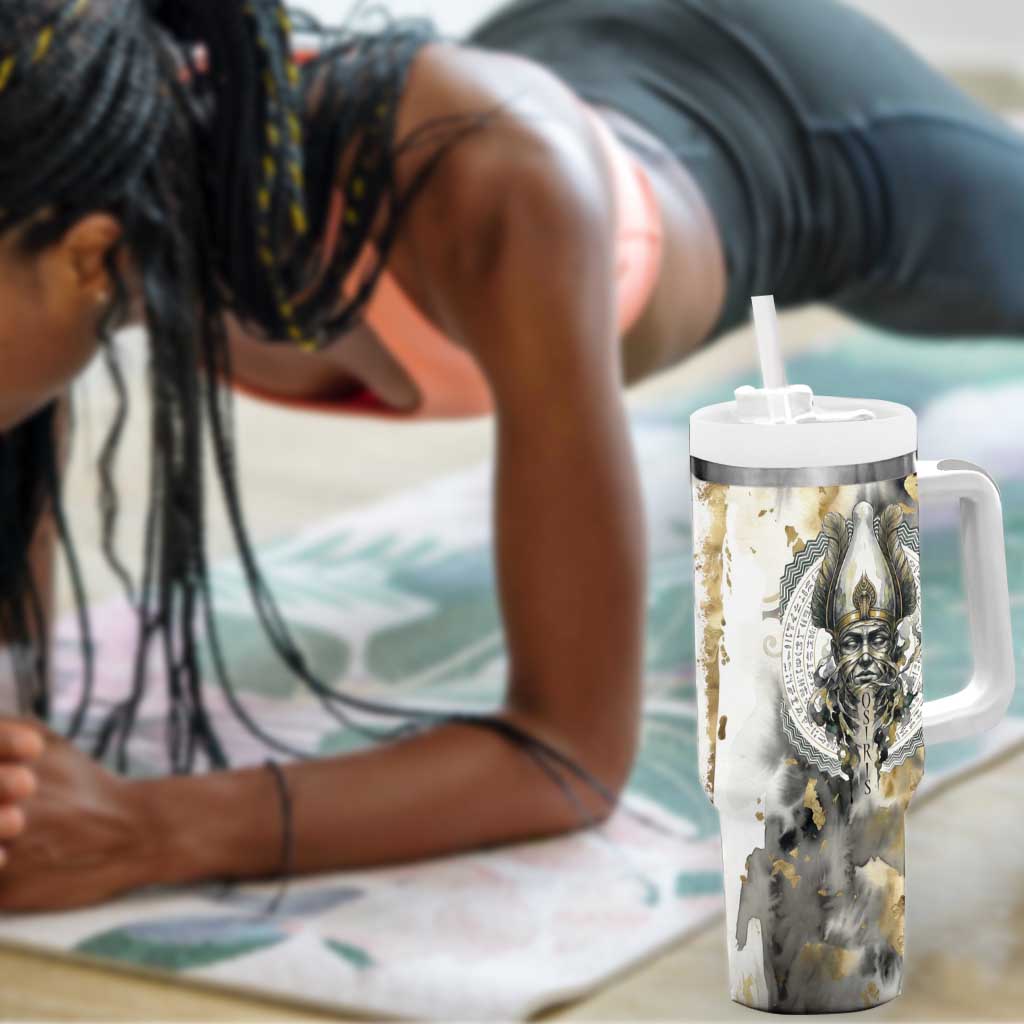 Osiris Egyptian Tumbler With Handle God of Afterlife Feather Scale Judgment Eye of Horus