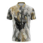 Osiris Egyptian Zipper Polo Shirt God of Afterlife Feather Scale Judgment Eye of Horus