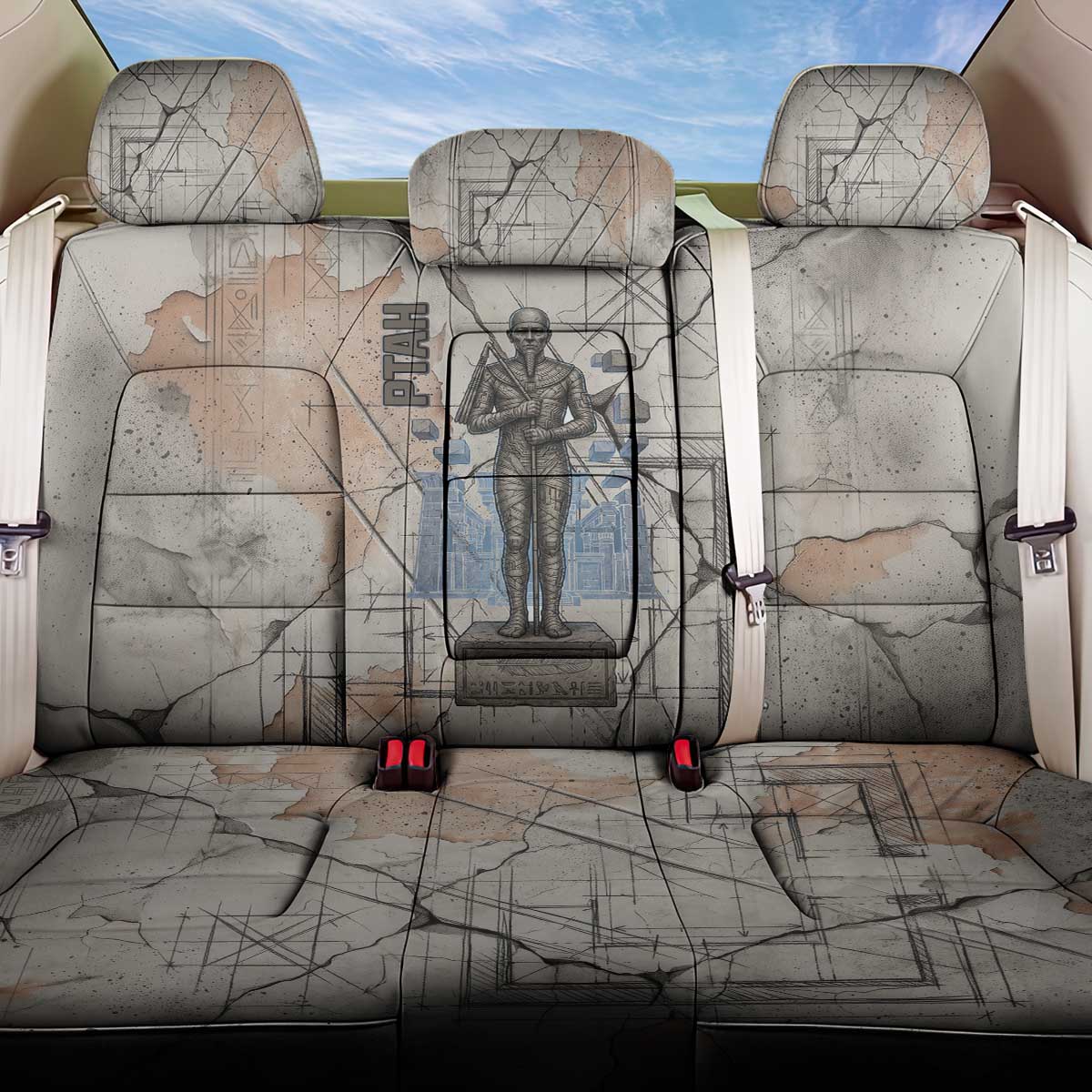 Ptah Egyptian Back Car Seat Cover God of Crafts Architecture Tools Fashioner of the Earth