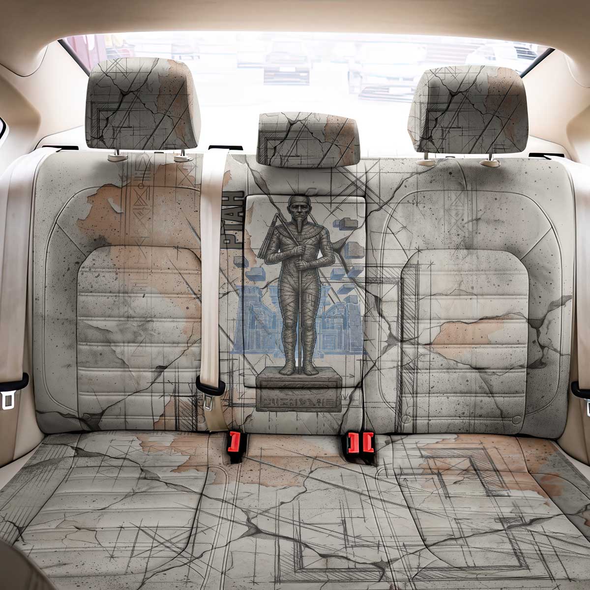 Ptah Egyptian Back Car Seat Cover God of Crafts Architecture Tools Fashioner of the Earth