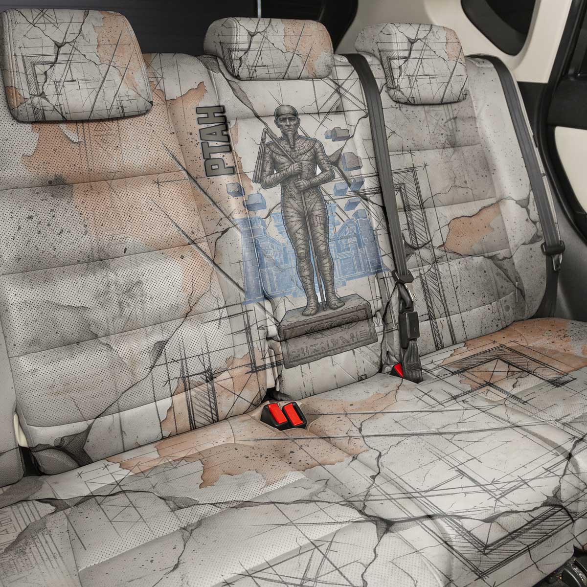 Ptah Egyptian Back Car Seat Cover God of Crafts Architecture Tools Fashioner of the Earth