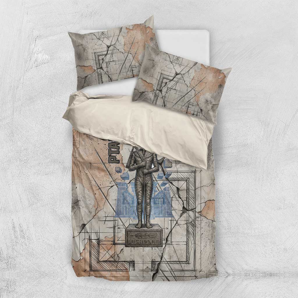 Ptah Egyptian Bedding Set God of Crafts Architecture Tools Fashioner of the Earth