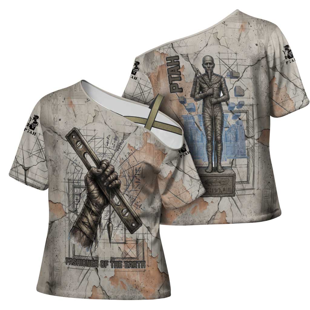 Ptah Egyptian Cross Shoulder Shirt God of Crafts Architecture Tools Fashioner of the Earth