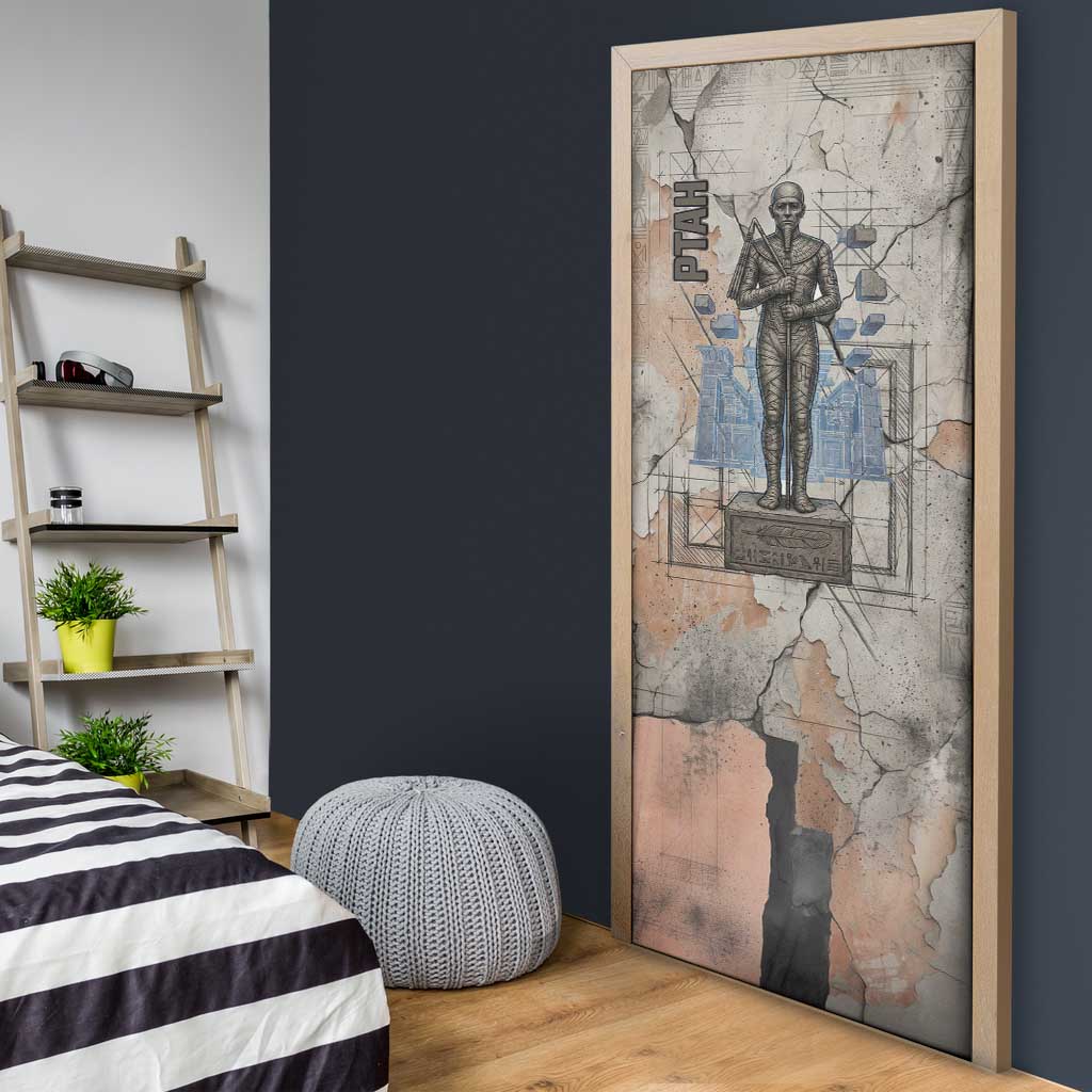 Ptah Egyptian Door Cover God of Crafts Architecture Tools Fashioner of the Earth