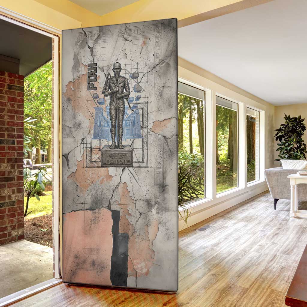 Ptah Egyptian Door Cover God of Crafts Architecture Tools Fashioner of the Earth