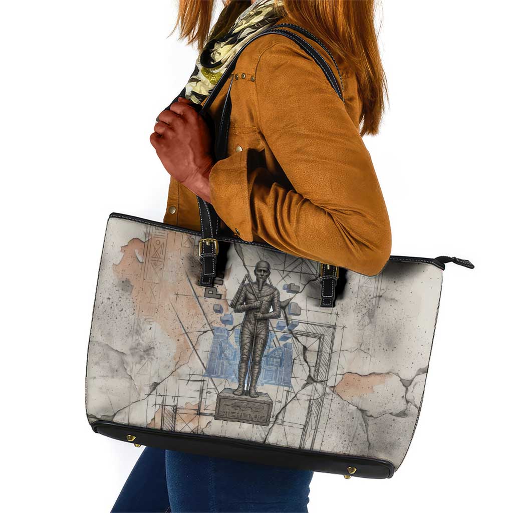 Ptah Egyptian Leather Tote Bag God of Crafts Architecture Tools Fashioner of the Earth