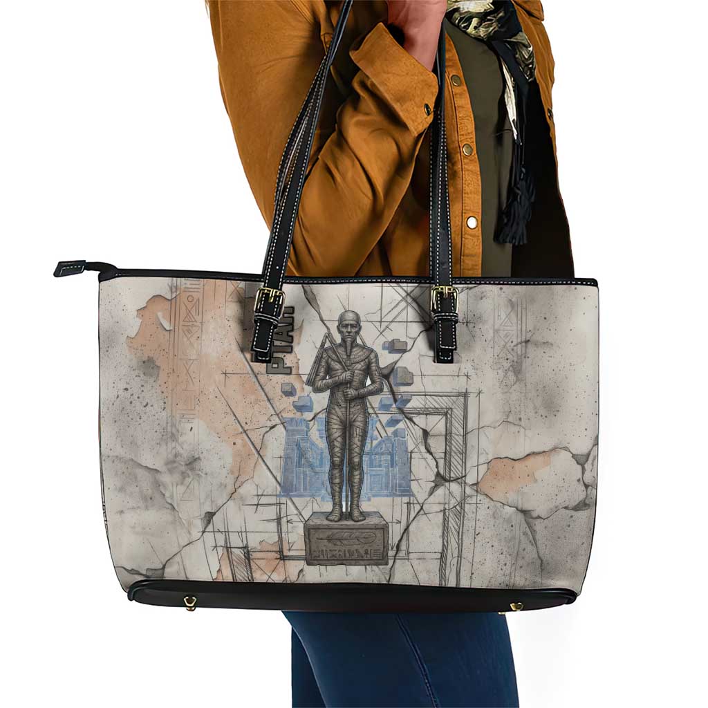 Ptah Egyptian Leather Tote Bag God of Crafts Architecture Tools Fashioner of the Earth