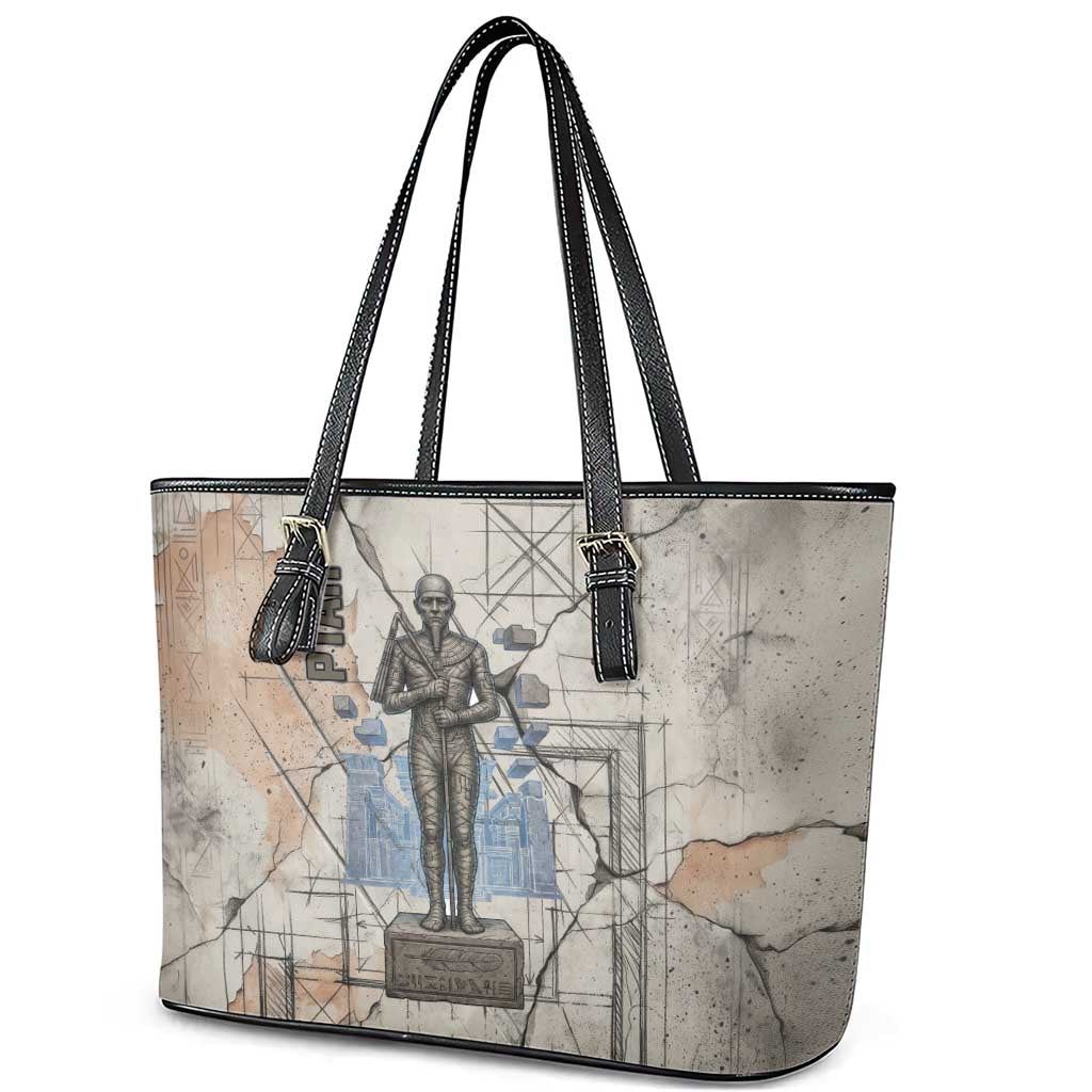 Ptah Egyptian Leather Tote Bag God of Crafts Architecture Tools Fashioner of the Earth