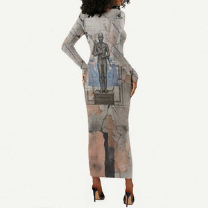 Ptah Egyptian Long Sleeve Bodycon Dress God of Crafts Architecture Tools Fashioner of the Earth