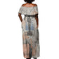 Ptah Egyptian Off Shoulder Maxi Dress God of Crafts Architecture Tools Fashioner of the Earth