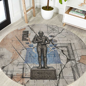 Ptah Egyptian Round Carpet God of Crafts Architecture Tools Fashioner of the Earth