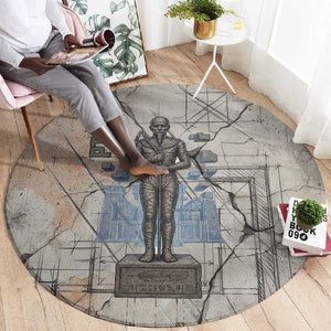 Ptah Egyptian Round Carpet God of Crafts Architecture Tools Fashioner of the Earth