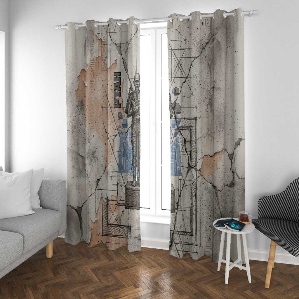 Ptah Egyptian Window Curtain God of Crafts Architecture Tools Fashioner of the Earth