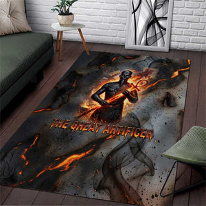 Ptah Egyptian Area Rug God of Creation Great Artificer Hammer - Anvil Fire Forged