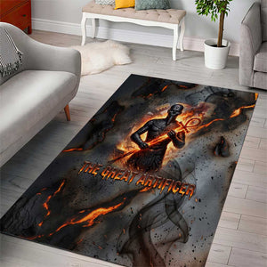 Ptah Egyptian Area Rug God of Creation Great Artificer Hammer - Anvil Fire Forged