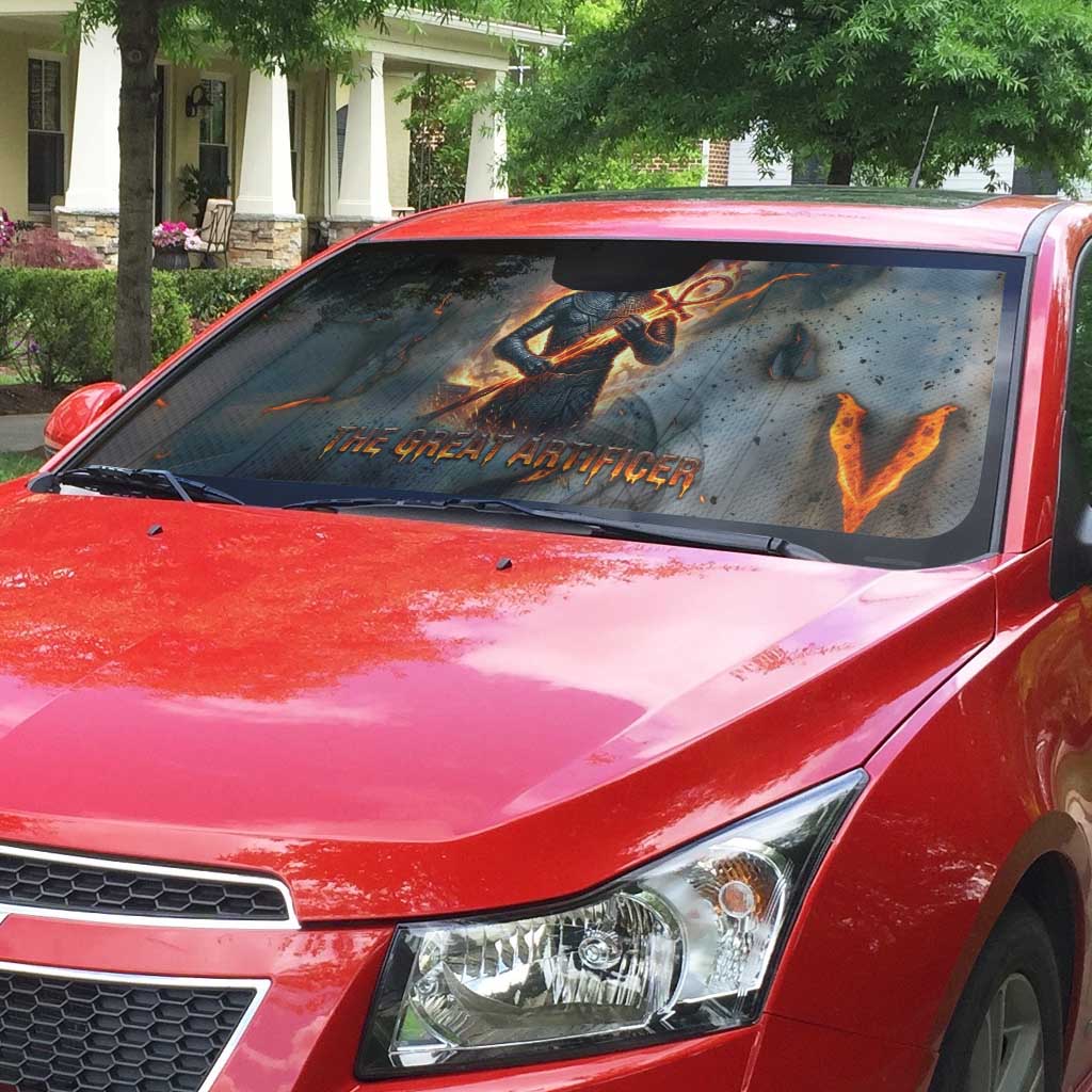 Ptah Egyptian Auto Sun Shade God of Creation Great Artificer Hammer - Anvil Fire Forged