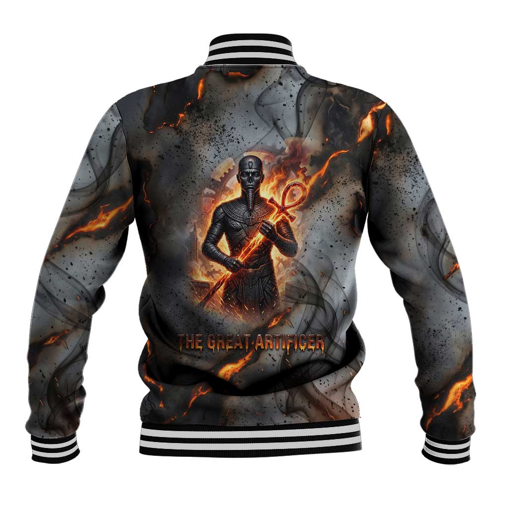 Ptah Egyptian Baseball Jacket God of Creation Great Artificer Hammer - Anvil Fire Forged