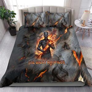 Ptah Egyptian Bedding Set God of Creation Great Artificer Hammer - Anvil Fire Forged