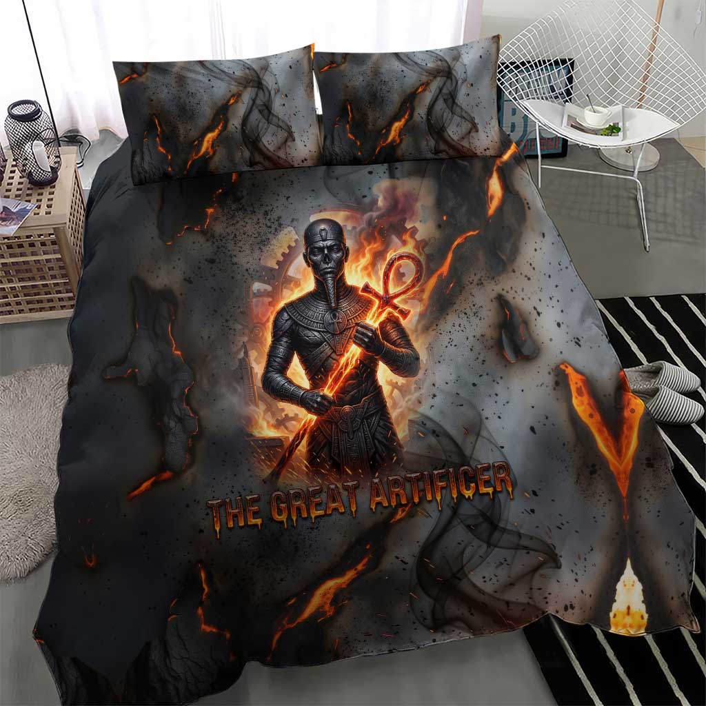 Ptah Egyptian Bedding Set God of Creation Great Artificer Hammer - Anvil Fire Forged