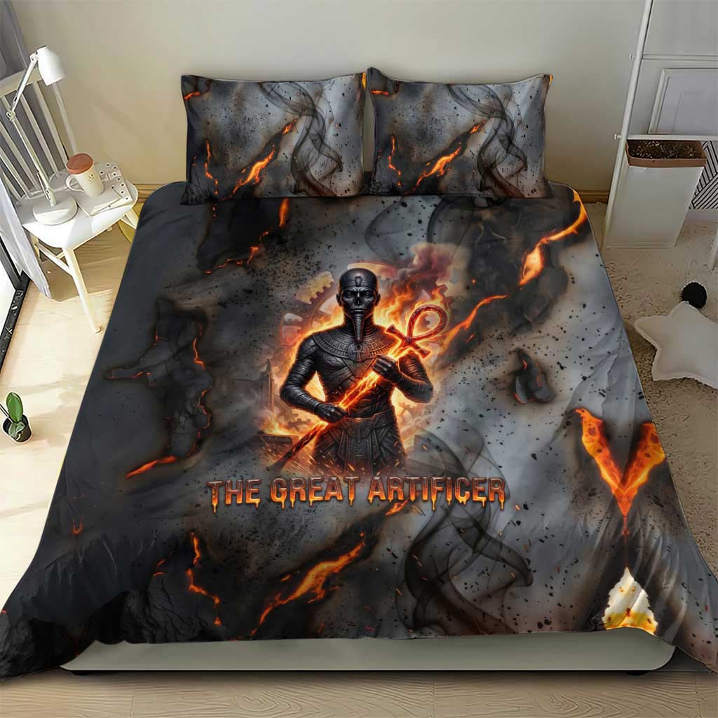 Ptah Egyptian Bedding Set God of Creation Great Artificer Hammer - Anvil Fire Forged