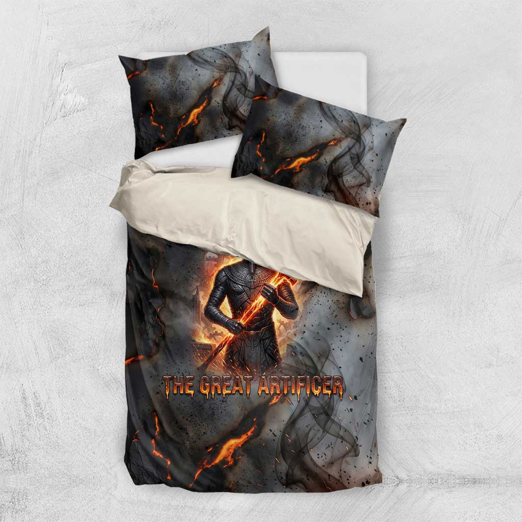 Ptah Egyptian Bedding Set God of Creation Great Artificer Hammer - Anvil Fire Forged