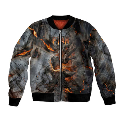 Ptah Egyptian Bomber Jacket God of Creation Great Artificer Hammer - Anvil Fire Forged