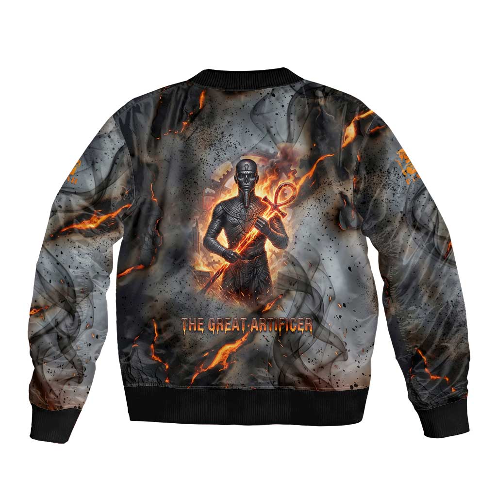 Ptah Egyptian Bomber Jacket God of Creation Great Artificer Hammer - Anvil Fire Forged