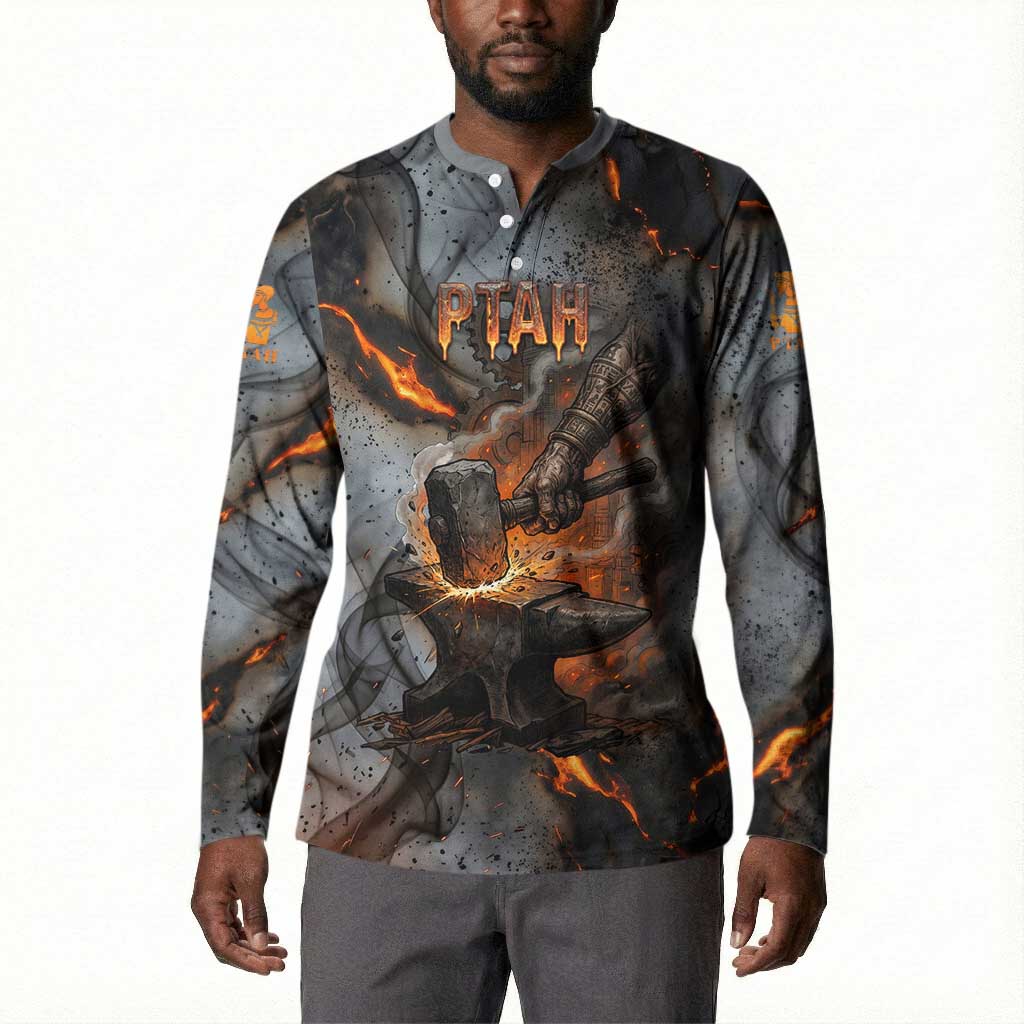Ptah Egyptian Button Sweatshirt God of Creation Great Artificer Hammer - Anvil Fire Forged