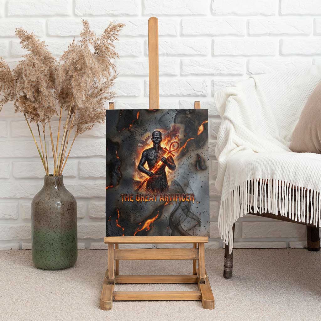 Ptah Egyptian Canvas Wall Art God of Creation Great Artificer Hammer - Anvil Fire Forged