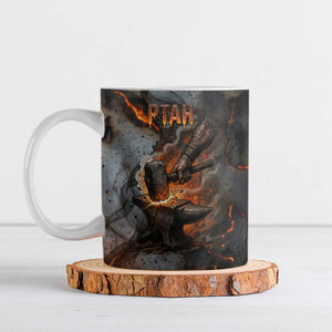 Ptah Egyptian Ceramic Mug God of Creation Great Artificer Hammer - Anvil Fire Forged