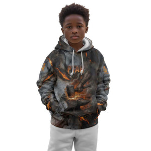 Ptah Egyptian Kid Hoodie God of Creation Great Artificer Hammer - Anvil Fire Forged
